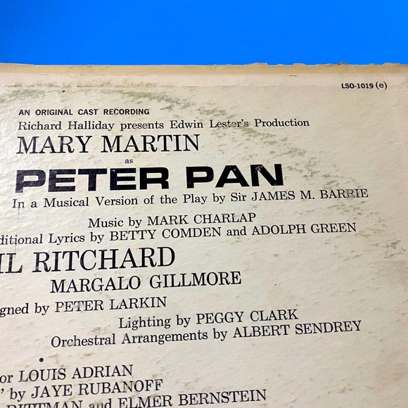 PETER PAN 60s MUSICAL VERSION RCA VINYL RECORD LP 33RPM ORIGINAL CAST RECORDING - Picture 14 of 16